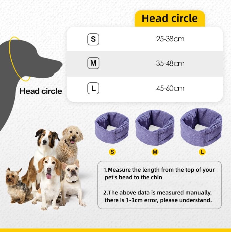 Yanmucy Dog Snood Adjustable Velcro Ear Protectors for Anxiety Relief, Pet Head Covers for Noise Reduction, Neck and Ears Warmer, Anti-Scaring (Grey, L) Grey
