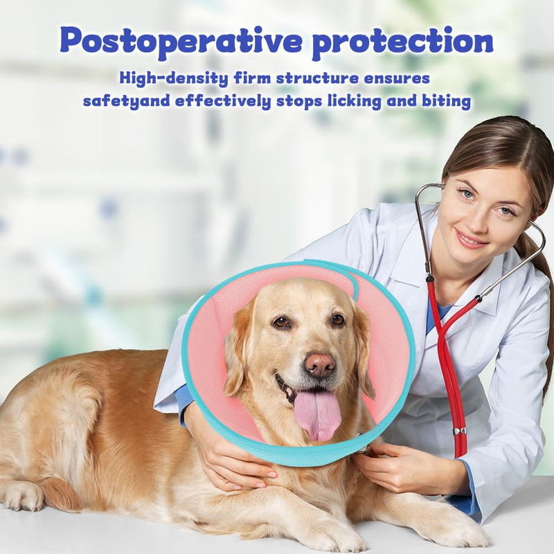Soft Dog Cone Collar After Surgery Alternative for Dogs to Stop Licking, Comfy Collars for Large/Medium/Small Pet, Adjustable Elizabethan Neuter Recovery E Cones of Shame Neck & Head Ecollars Light Blue/Pink L (Fit 20-49 lb Dog) - PawsPlanet Australia