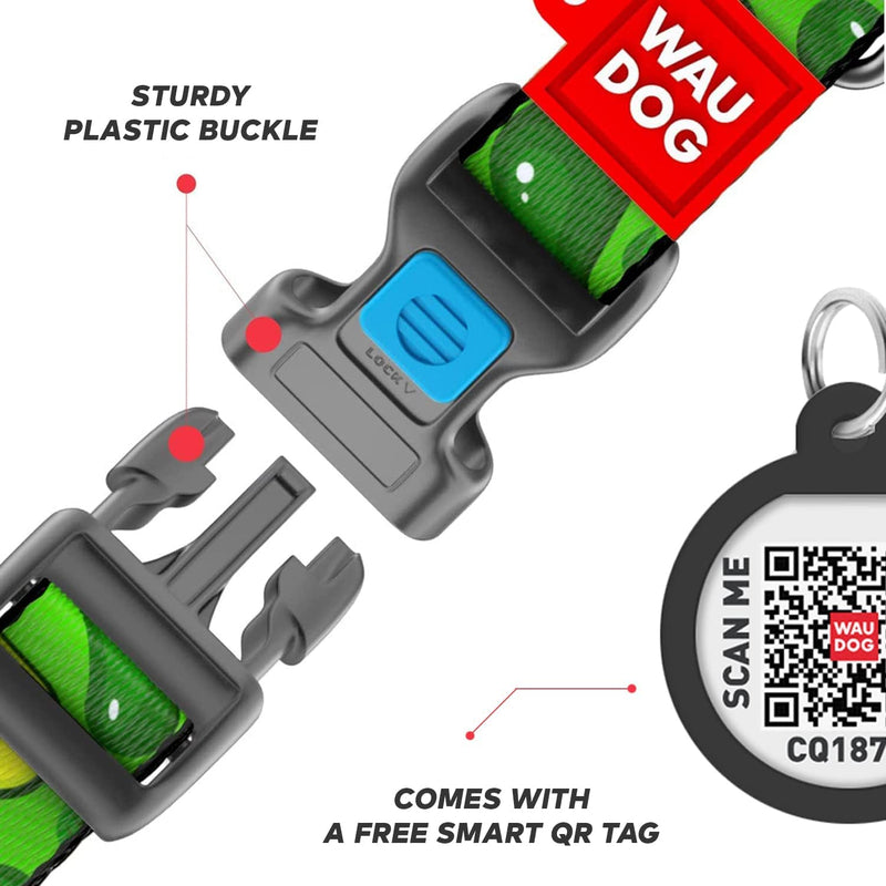Nylon Dog Collar Avocado 12" - 19" Neck/Nylon Dog Leash Avocado - PawsPlanet Australia
