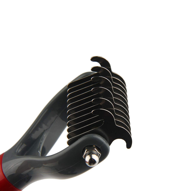 GiGwi Dog Rake for Grooming- 2 Sided Undercoat Pet Grooming Tools-Dog Rakes for Safe and Gentle Shedding and Removing Mats/Duall Head Dematting Comb Brush 11 Teeth for Dogs Cats Kitty and other Pets S ?11 teeth)