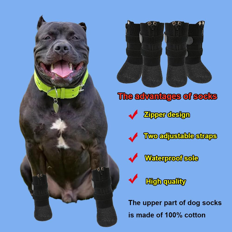 Waterproof Grip Dog Shoes,Anti-Slip Dog Socks Boots,Zipper Dogs Booties Paw Protectors for Hardwood Floor,Indoor and Outdoor for Small Medium Large Dogs Black Size 3