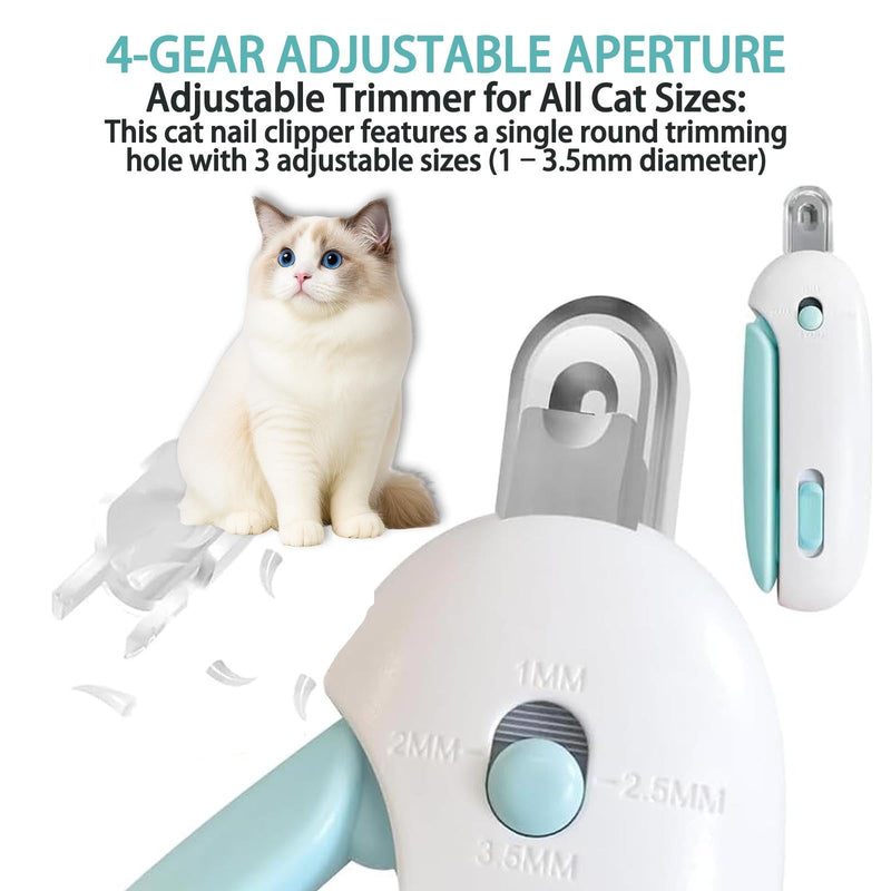 Cat Nail Clipper, Cat Nail Trimmer with Adjustable 3-Size Trimming Hole & Hidden Nail File, Anti-Splash Claw Cutter with Debris Catcher for Kittens, Cats & Small Pets Home Grooming Blue - PawsPlanet Australia