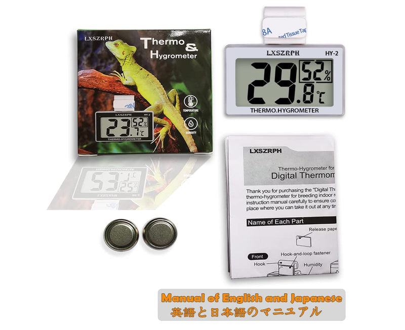 Reptile Hygrometer Thermometer LCD Display Digital Reptile Tank Hygrometer Thermometer with Hook Temperature Humidity Meter Gauge for Reptile Tanks, Terrariums, Vivarium (4 packs) 4 packs - PawsPlanet Australia