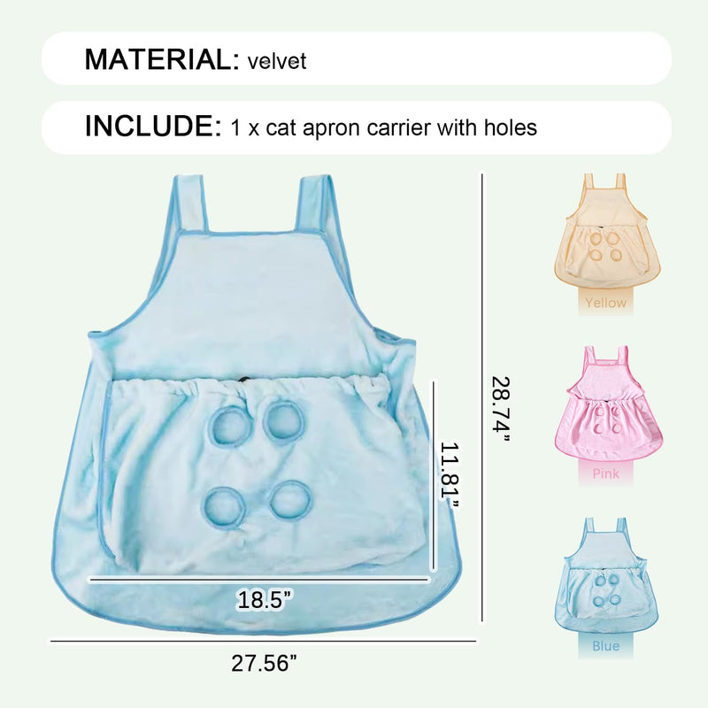 La La Pet®Adjustable Cat Apron Carrier with Holes Pet Cat Carrier Sleeping Pouch Pet Carrier Sling Cat Carrier Pouch for Small Sized Animals Blue - PawsPlanet Australia