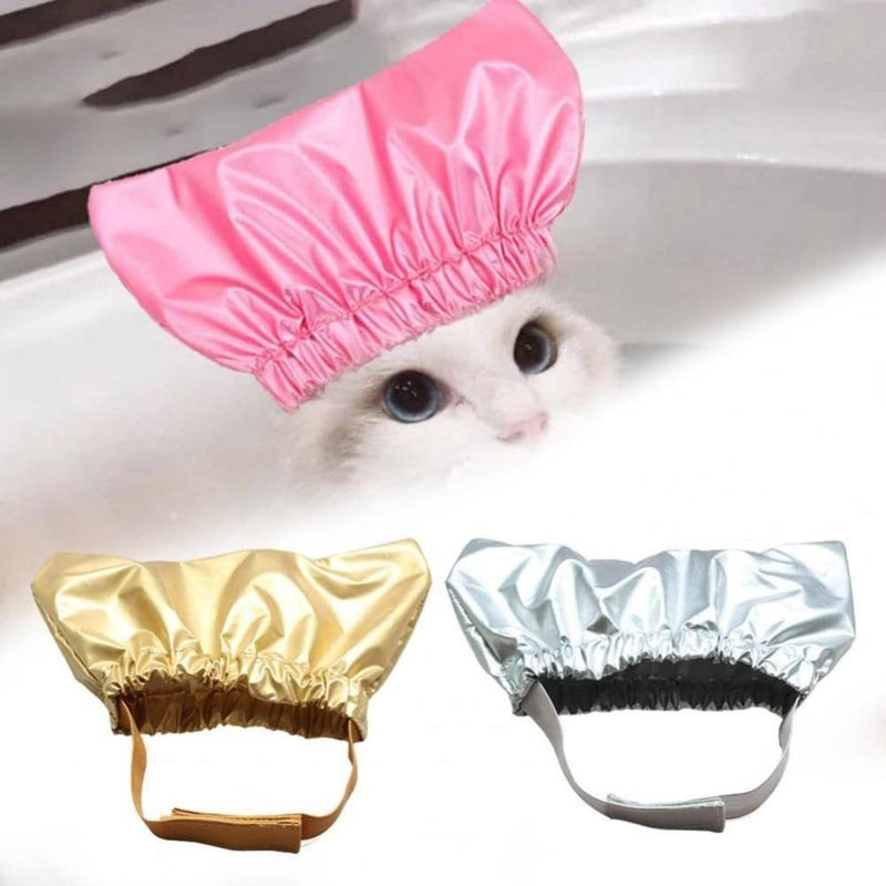 Protective Pet Shower Cap Universals Regulable Grooming Small Cats Bath Gears Fashion Silver Rose red M