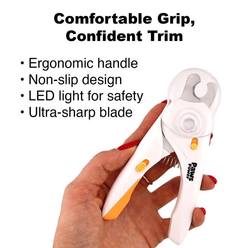 Cat Nail Clipper & Small Dog Nail Clippers with LED Light - Illuminates Nails & Bloodline for Safe, Easy Trimming - Extra Sharp, Avoid Over-Cutting - Essential Cat Supplies, White - PawsPlanet Australia