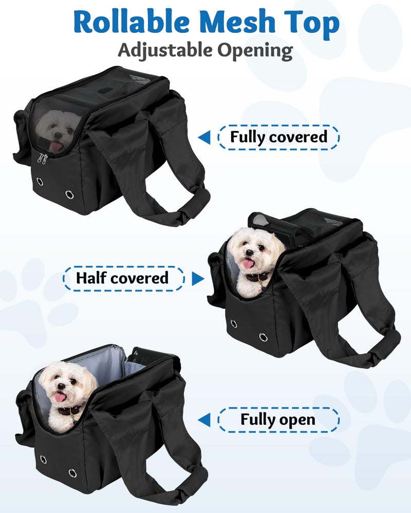 Dog Purse Carrier for Small Dogs and Cats up to 15 lbs, Portable Soft Sided Travel Pet Tote Bag with 4 Large Pockets,Foldable Puppy Bag Carrier for Outings and Travel (Black) Black - PawsPlanet Australia