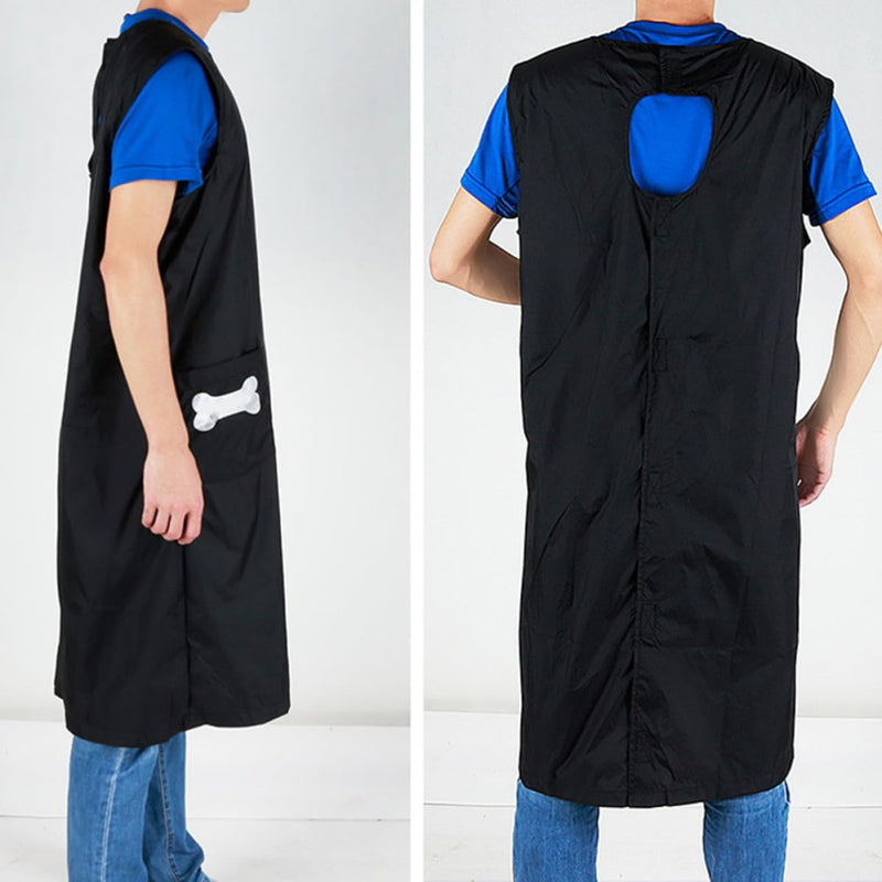 VALICLUD Practical nylon pet shop uniform in black for cats and pets. Comfortable for grooming and home use.