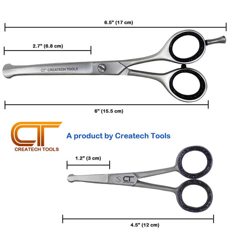 CT Pet Cat Dog Grooming Scissors Kit - 6 & 4 inch Hair Cutting Scissors Set, Japanese Stainless Steel Curved Blades with Safety Round Tips for Your Beloved Pets - PawsPlanet Australia