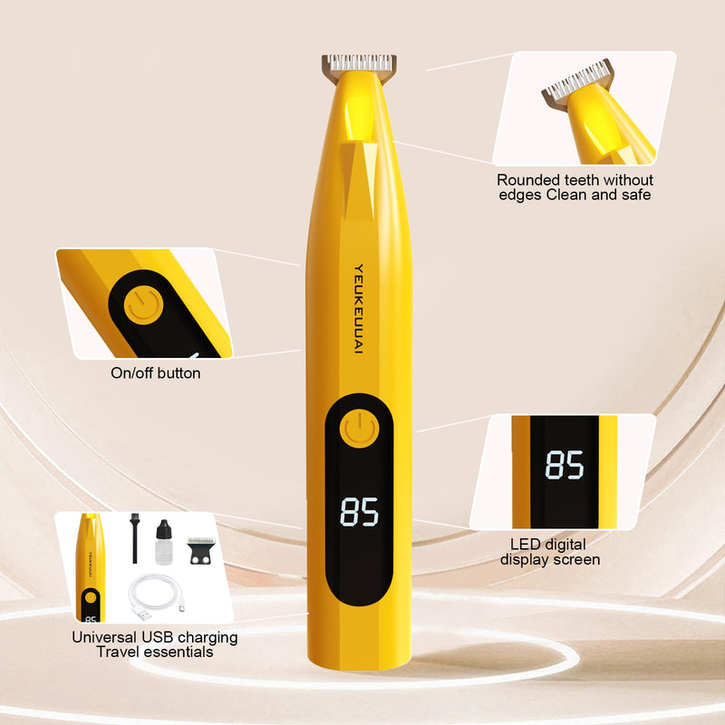Dog Paw Trimmer, Low Noise Paw Hair Trimmer for Dogs with LED Light Wireless Pet Shaver, Suitable for Claws, Ears, Face, HIPS and Eyes(Orange) Dog Paw Trimmer Orange - PawsPlanet Australia