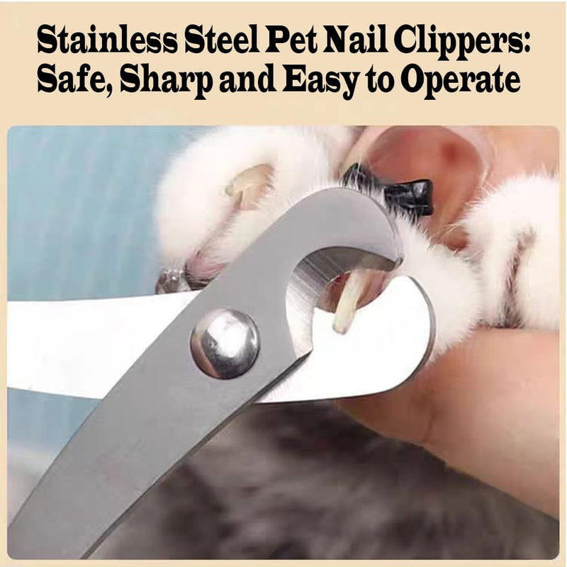 Pet Nail Clippers, Stainless Steel Cat Nail Cutter with Non-Slip Handle Dog Claw Trimmers,Suitable for Small Pet Breeds Such As Puppies, Cats and Rabbits (White) White