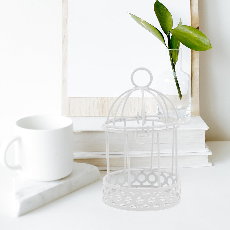 Metal Wall Hanging Bird Cage Mini Desktop Storage Decor Hollow Iron Bird Cage Organizer Home Office Desktop Decor 3pcs Tealight Holder - PawsPlanet Australia