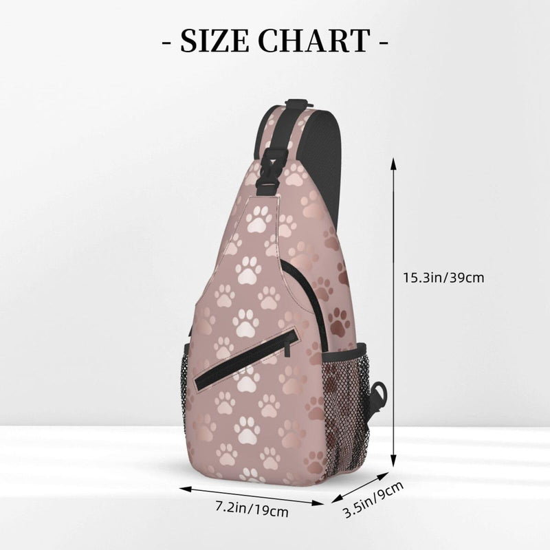 Paw Print Sling Bag for Women Men Rose Gold Dog or Cat Paw Pet Prints Cute Puppy Footprint Crossbody Chest Shoulder Bag Animal Pet Claws Backpack Casual Gym Sports Travel Hiking Daypack - PawsPlanet Australia