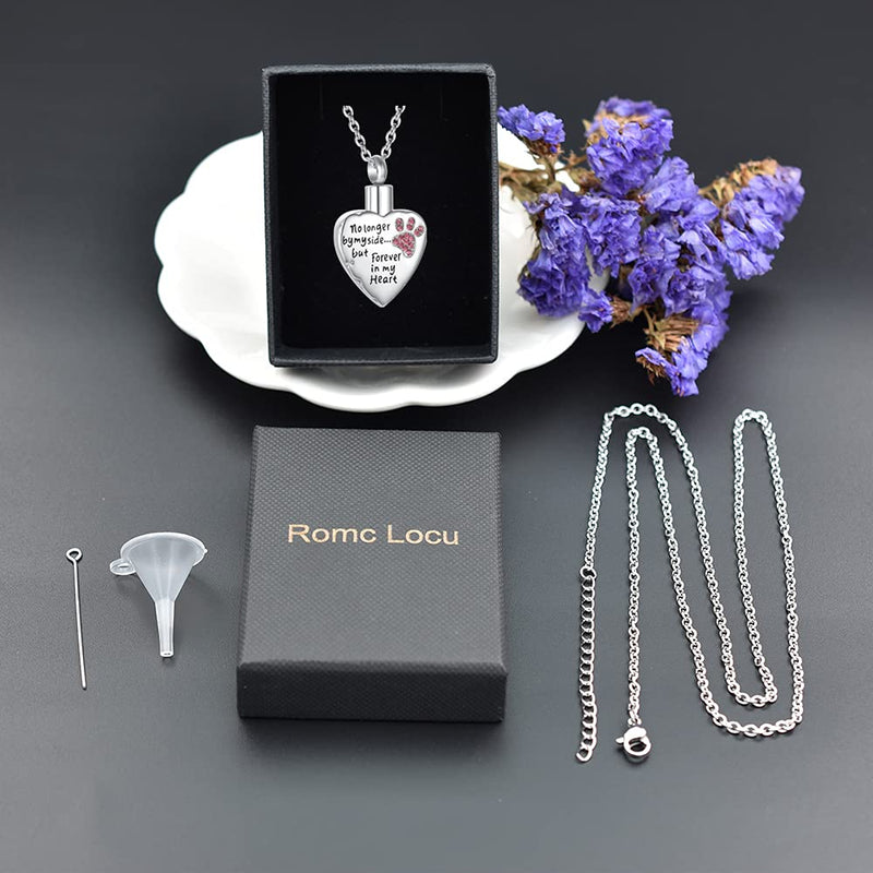 Fashion Pet Cremation Jewelry Stainess Steel Heart Keepsake Ashes Necklace Dog Cat Paw Memorial Urn Pendant Pink