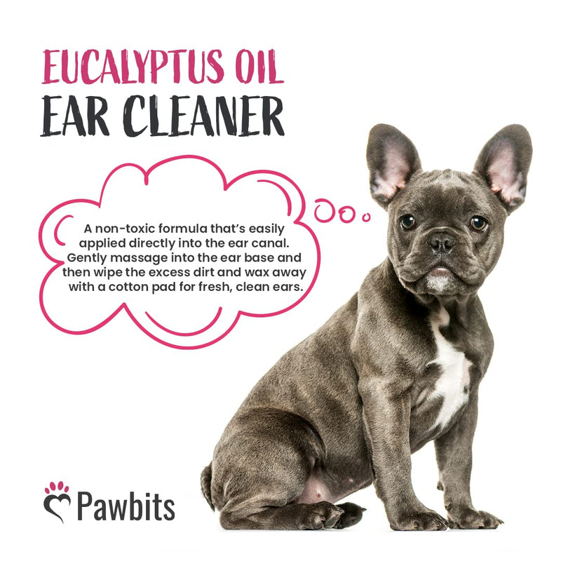 Pawbits Ear Cleaner for Dogs & Cats A Moisturising Ear Cleaning Solution with Eucalyptus Oil to Remove Dirt & Wax – Non Toxic & Soothing Drops to Stop Itching & Discomfort, Head Shaking (250ml) 250ml - PawsPlanet Australia