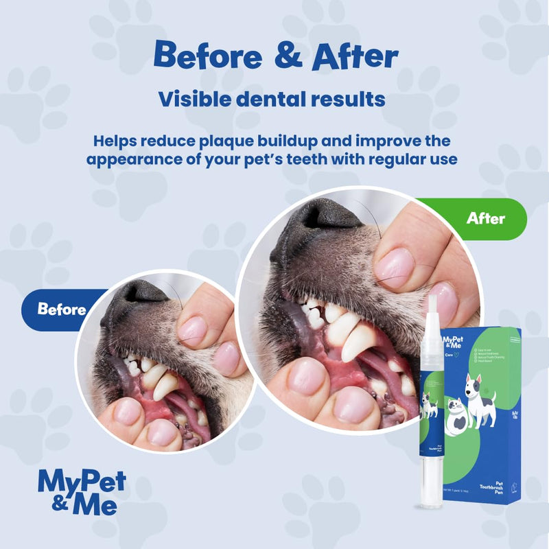 My Pet & Me Dog Teeth Cleaning Pen with Built-in Plant-Based Gel — Muzzleglow Vetality Brush Free Oral Gel - Freshens Breath, At-Home Dental Care Kit for Dogs & Cats