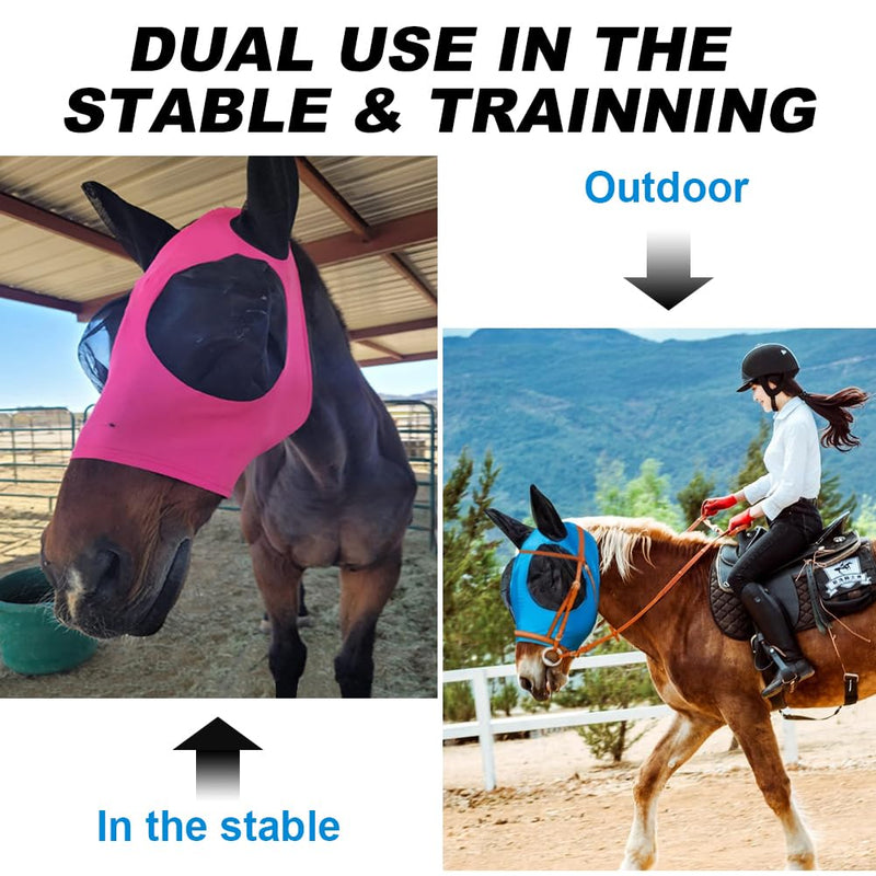 5 Pcs Horse Fly Mask with Ears Protection, Breathable Elastic Fabric Horse Full Face Coverage Mask with Eyes Protection and UV Sunlight Protection for Small Size Mini Horses (5 PCS) 5 PCS