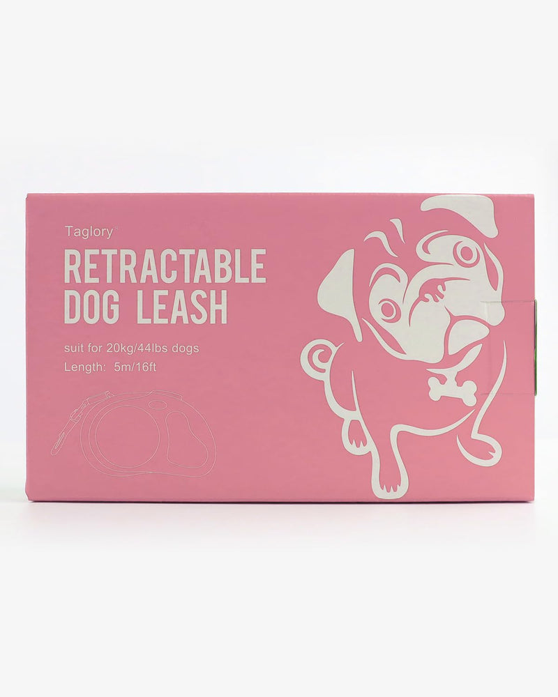 Taglory Retractable Dog Leash, 16ft No Tangle Dog Leash Retractable for Puppy Small Medium Dogs Up to 44 lbs, One-Handed Brake, Pause, Lock, Pink - PawsPlanet Australia