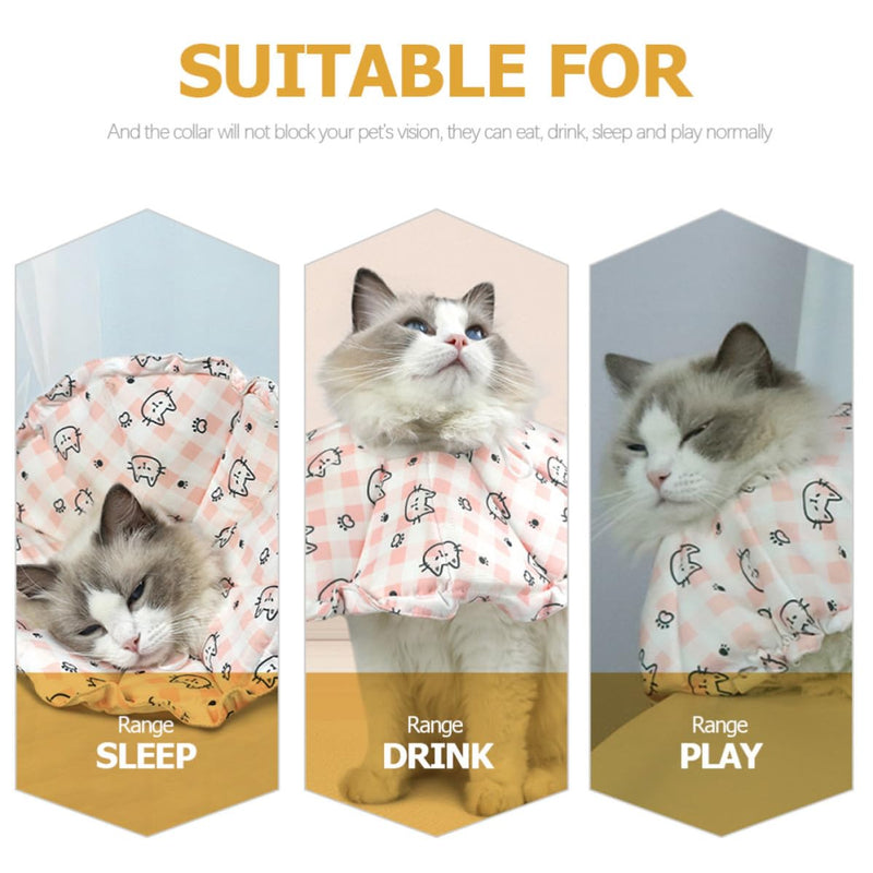 Adjustable cat cone collar 7cm made of water-repellent fabric with sponge padding for cats, lick protection after surgery and skin irritations