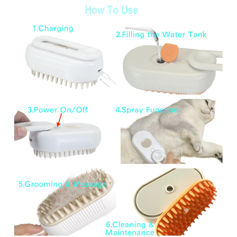 Dog Steamy Brush - Pet Hair Removal Brush for Dogs, Cats, Horses, Rabbits & Other Animals - PawsPlanet Australia