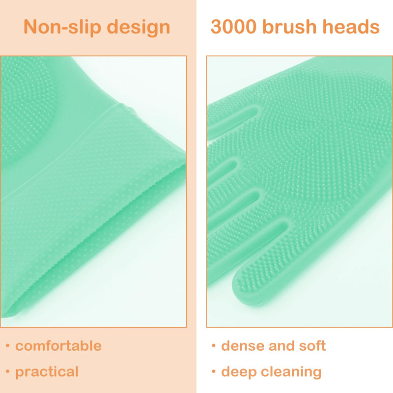 Pet Grooming Gloves, Dog Bathing Gloves with High-Density Teeth, Heat Resistant Silicone Cat Hair Remover with Enhanced Five Finger Design, Bathing and Massaging for Dogs and Cats (Green) Green - PawsPlanet Australia