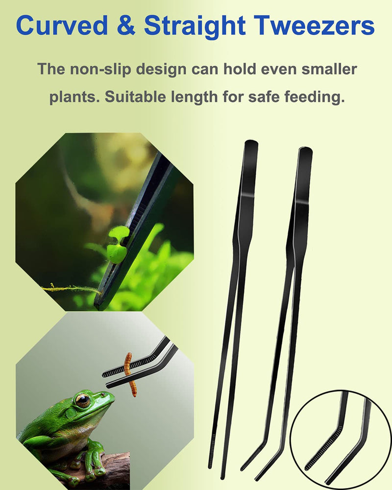 4Pcs Aquascaping Tools Kit, Long Stainless Steel Aquarium Plant Tools with Black Anti-rust Coating, Aquarium Tweezers, Scissors, and Scrapers for Aquascaping Cleaning（Magnetic Tool Holder） - PawsPlanet Australia