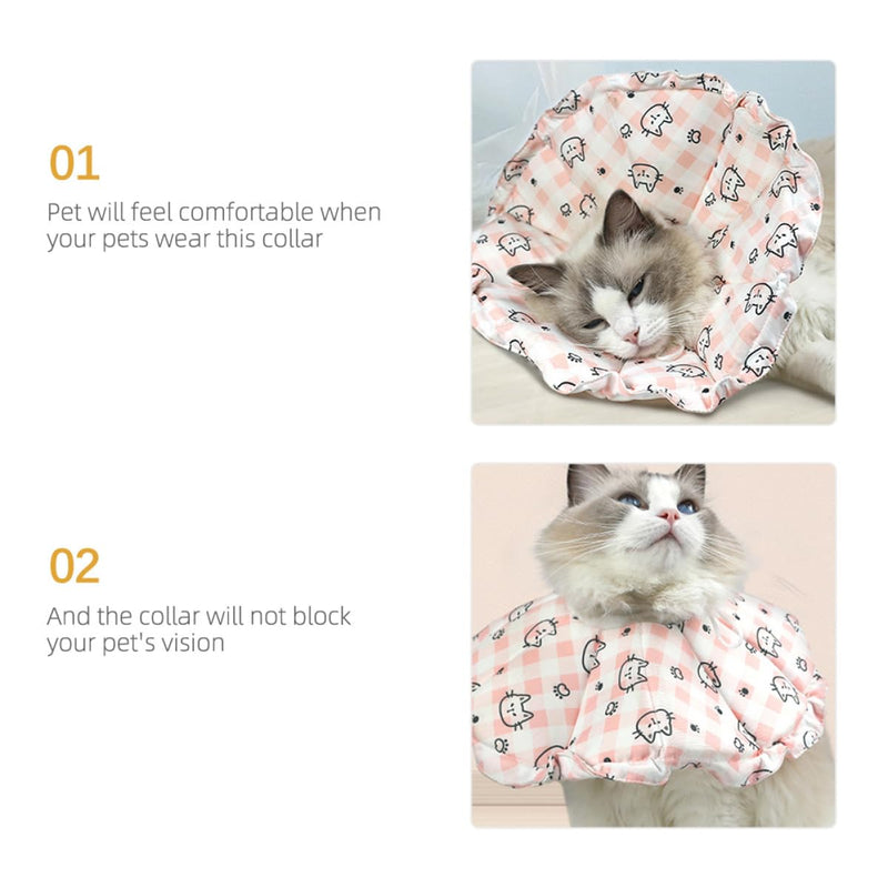 Luxshiny Adjustable Cat Neck Collar Made of Waterproof Fabric and Sponge Soft Protective Collar for Cats After Surgery to Prevent Scratching and Biting
