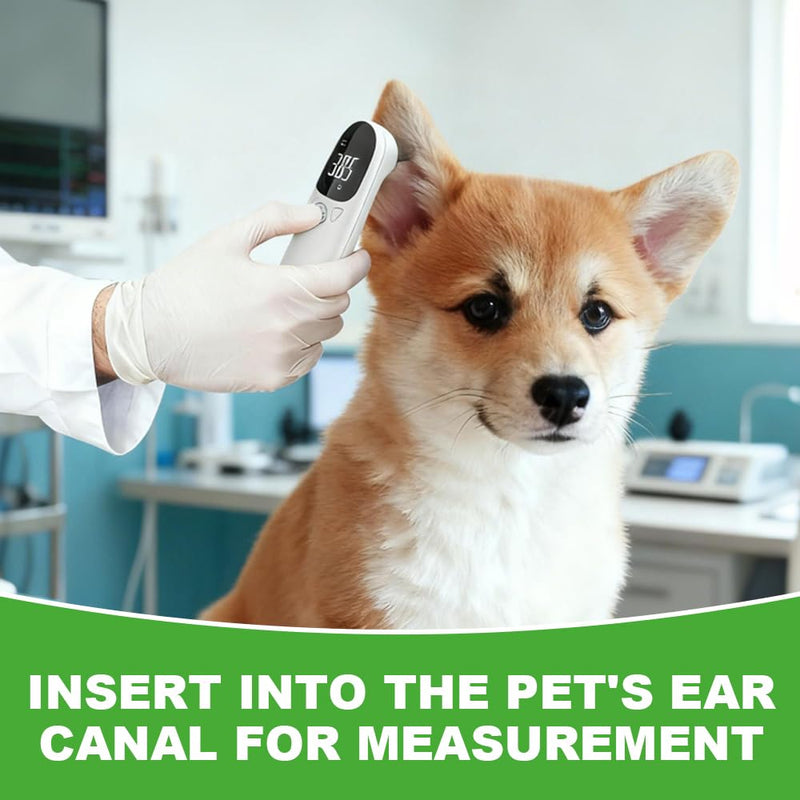 Dog Ear Temperature Monitor, Thermometer for Dogs and Cats, Digital Pet Thermometer with LED Display, Portable Ear Thermometer for Dogs, Cats and Animals, Quick and Accurate