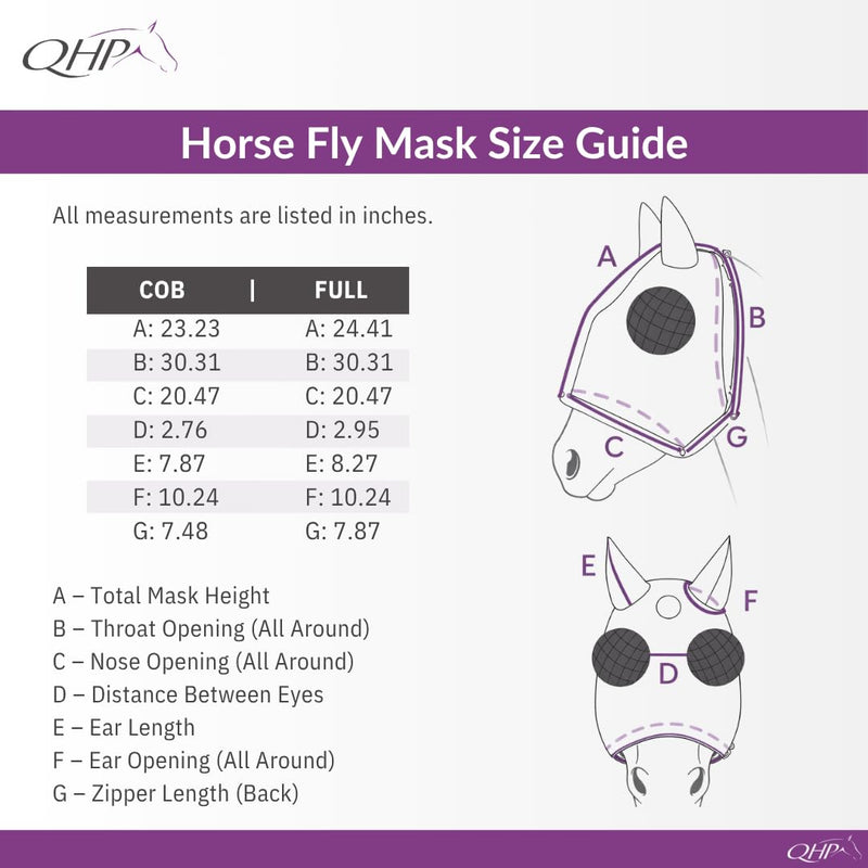 QHP Horse Fly Mask with Zipper | Lycra Stretch Fit | Bug-Eye Mesh | Ear Protection & Forelock Opening | Zebra, Navy & Unicorn | Cob & Full (Zebra, Full)