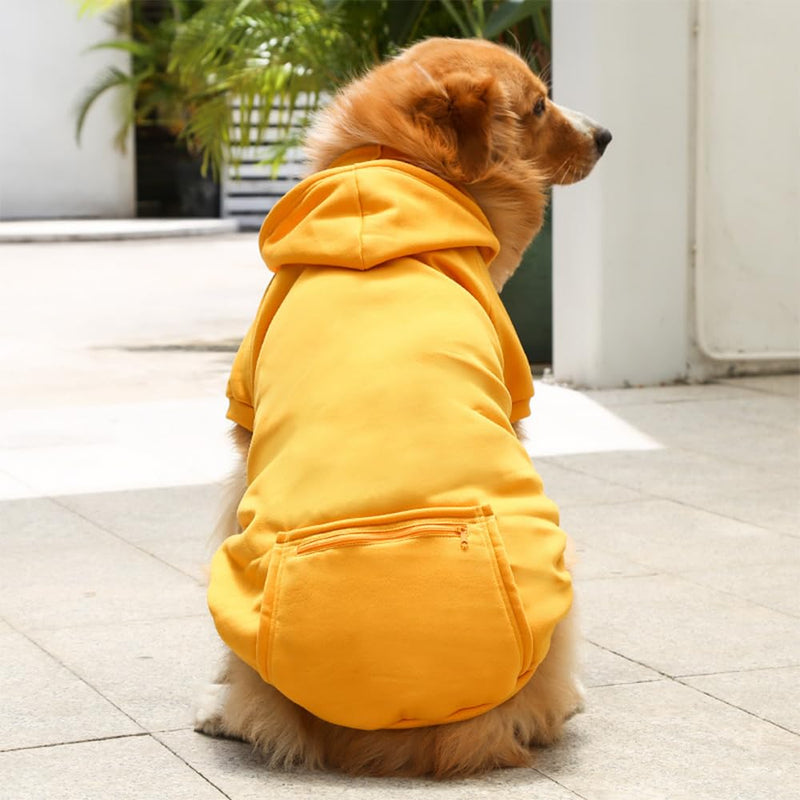 Dog Hoodie for Small Medium Large Dogs,Fleece Hoodie for Dogs with Zipper Pocket,Fall Winter Dog Sweatshirts Hoodie for All sized Dogs(5XL,Yellow) Yellow 5XL - Bust 36", 55~90lbs - PawsPlanet Australia