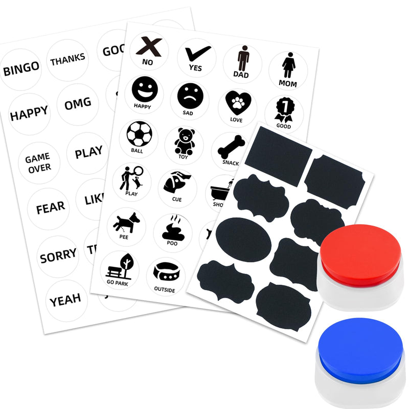 Rechargeable Dog Buttons for Communication Voice Recording Buttons for Pets Cats Dog Training Talking Buttons Sound Button Recordable Answer Buzzer (4 Packs, Red+Yellow+Blue+Green) 4 Packs - PawsPlanet Australia
