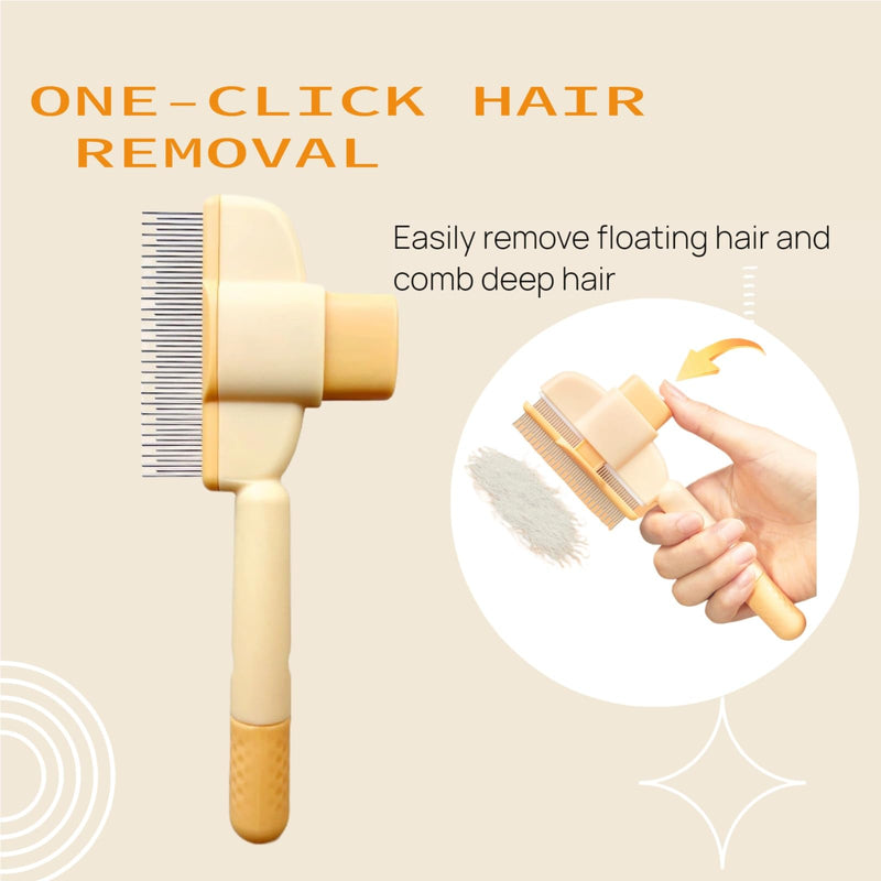 Pet Hair Removal Comb Flea Comb, Cat Grooming Brush with Release Button, Cat Grooming Supplies for Short and Long Hair Cats Removing Matted Fur - PawsPlanet Australia