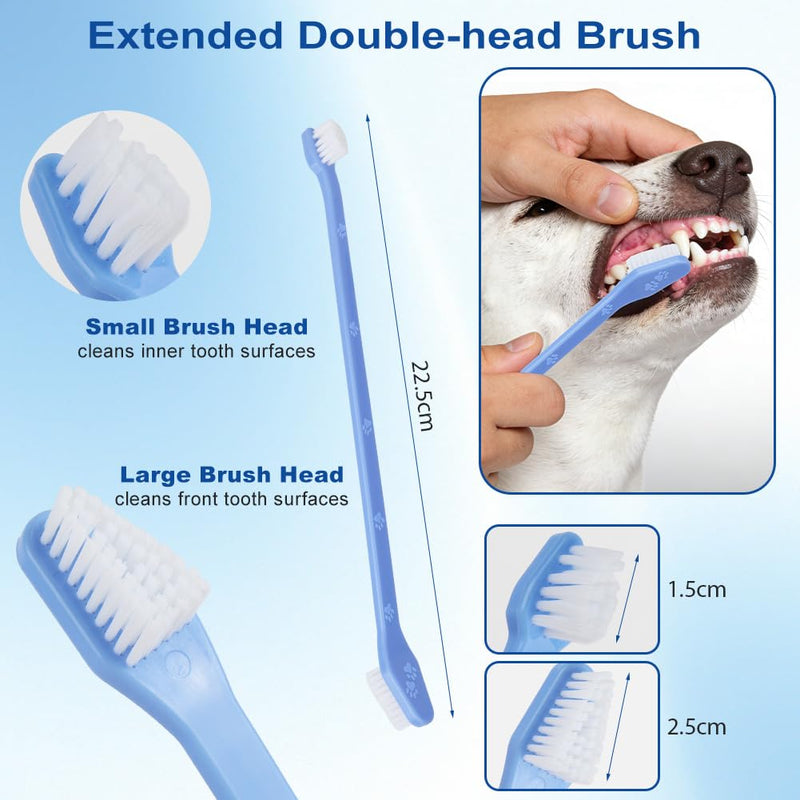 HOTUT 8Pcs Dog Toothbrush Set,Dog Finger Toothbrush,Triple-Head & Dual-Head Triple Heads,Tongue Pet Toothbrushes,Multi-Angle Puppy Dental Teeth Cleaning,Remove Plaque & Tartar Fights Bad Breath