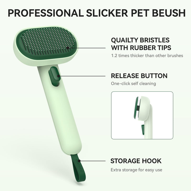 aumuca Cat Brush for Shedding, Cat Brushes for Indoor Cats, Horses Grooming Deshedding Brush for Dog Kitten Horse Massage Removes Loose Fur, Forest Green - PawsPlanet Australia