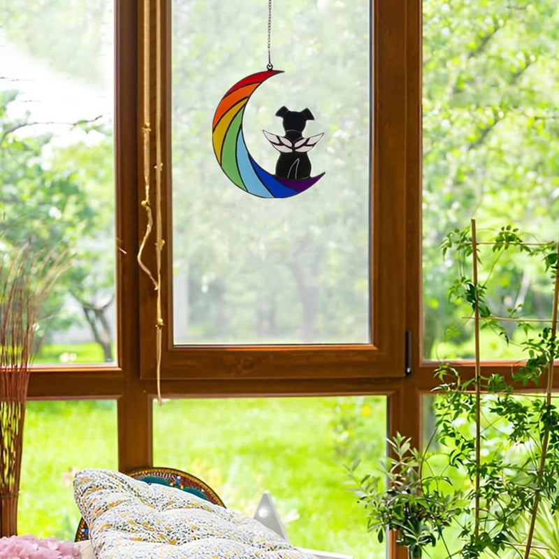 Dog Memorial Gifts for Loss of Dog,Dog Memorial Sun Catcher, Pet Loss Sympathy Gift,Dog Death Sympathy Gifts,Rainbow Bridge Dog Memorial Gifts,Pet Memorial Gifts for Dogs Loss of Dog Rainbow-black dog - PawsPlanet Australia