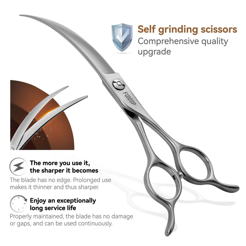 Professional 45°Curved Grooming Scissors for Dogs 7.0 in Big Arc Curved Shears for Professional Groomer Japan VG10 High-carbon Steel Right Hand Matte 45° Curved Shears 7.0 in,Matte - PawsPlanet Australia