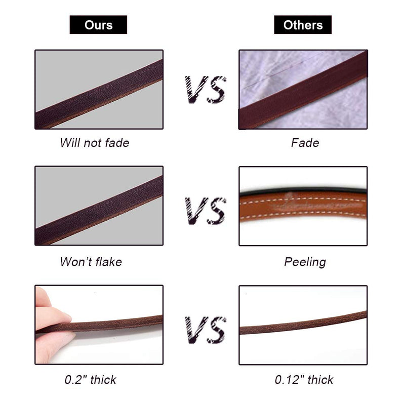 Real Leather Slip Lead Dog Leash, Soft Adjustable Pet Slip Leads with Slider, Heavy Duty Flat Dog Training Leash for Medium and Large Dogs, 6ft Long by 0.7 Inch Wide, Brown 6 Feet - PawsPlanet Australia