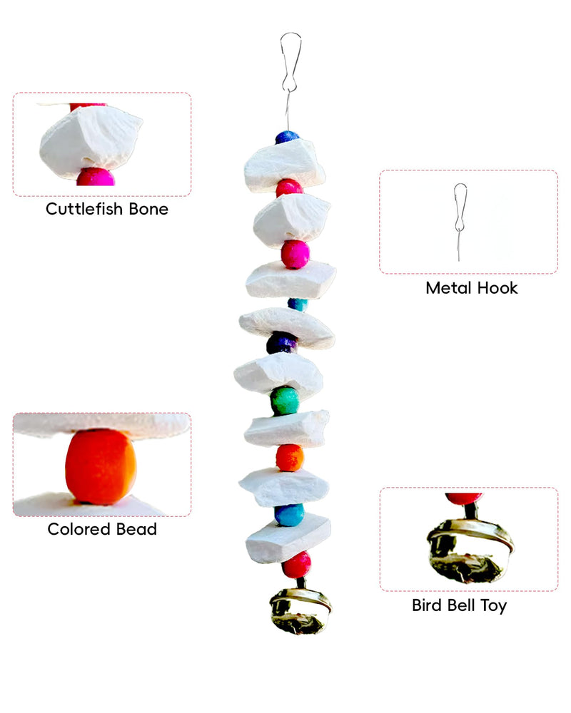 2 Pack Bird Toys with Millet Cuttlebone, Parakeet Toys, Bird Beak Grinding Tool, Cage Accessories for Parakeets, Cuttlefish Bone for Budgies, Cockatiels, Lovebirds, Green Cheeks, Small to Medium Birds - PawsPlanet Australia