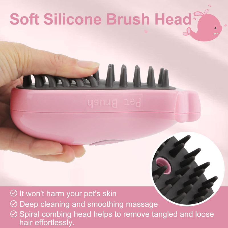 KALAMANDA Cat Steam Brush, 3 in 1 Cat Steamy Brush, Silicone Massage Grooming Brush, Pet Hair Self Cleaning Brush Comb for Cats Dogs(Blue/Pink Whale) - PawsPlanet Australia