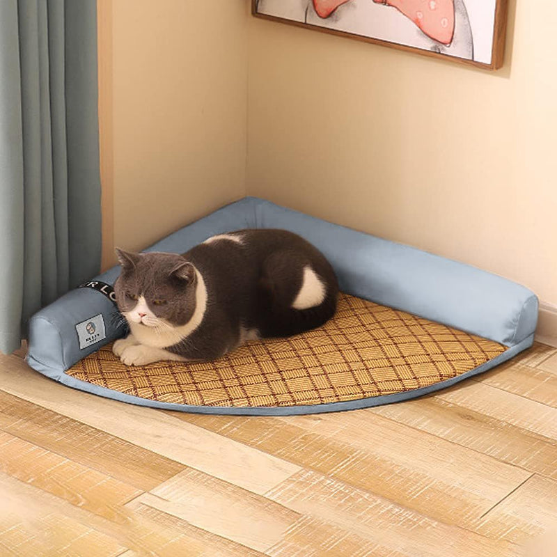 Pet Dog Bed for Small Medium Large Dogs and Cats Triangle Corner Lounger with Removable Cover and Breathable Summer Mat Cushion Pet Corner Couch Bed Pillow Washable (Gray, Medium) Medium gray - PawsPlanet Australia