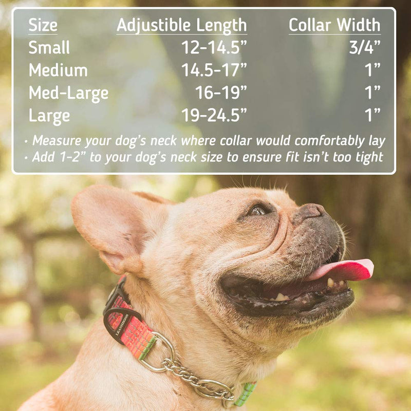 Leashboss Martingale Collar For Dogs - Steel Chain | Reflective Nylon Dog Collar for Large Dogs, Medium and Small Dogs | No Pull Pet Training Collar Small | Quick Release Buckle, Adjustable Pet Collar Medium-Large (16-19" Neck x 1" Wide) - PawsPlanet Australia