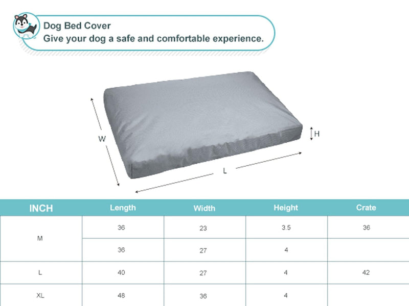Explore Land Scratch Resistance Dog Bed Cover Canvas Washable Dog Crate Pad Replacement Cover, 40Lx27Wx4H inch, Charcoal 40”Lx27”Wx4”H Charcoal With Scratch Resistance - PawsPlanet Australia