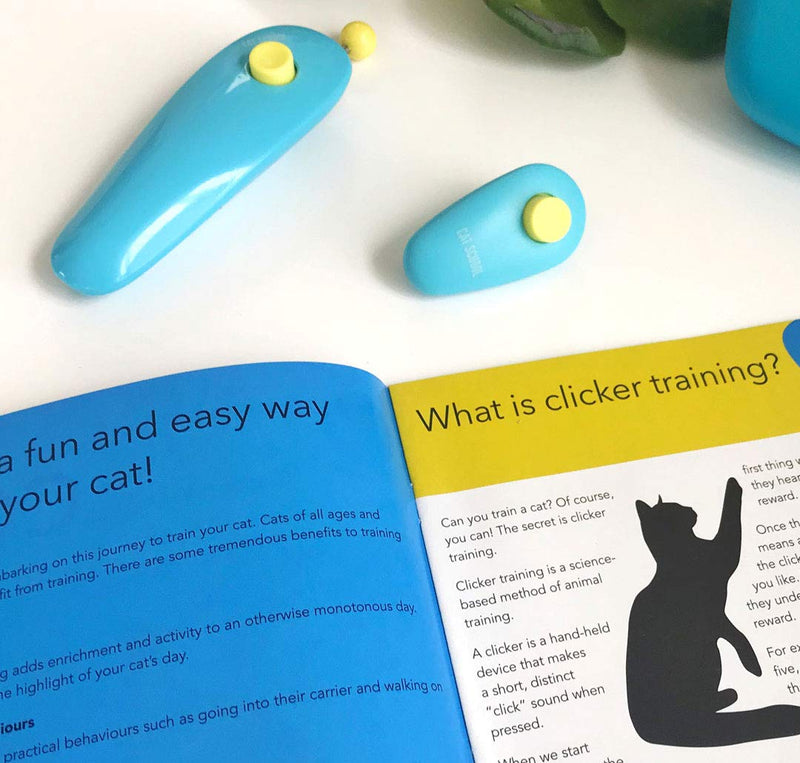 CAT SCHOOL Clicker Training Kit for Cats - 1 Cat Training Clicker, 1 Target Stick, 1 Step-by-Step Instruction Booklet - Clicker Tools for Cat Training, Fist Bump Training, Positive Behavior - PawsPlanet Australia