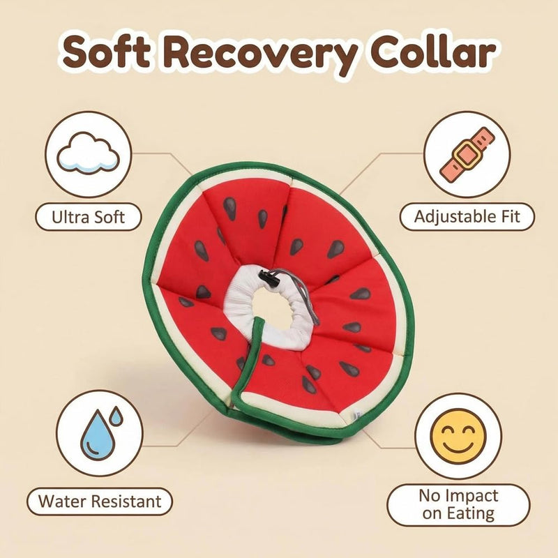 Cat Cone Collar Soft Watermelon Style, Adjustable Anti Lick Recovery Collar for Cats Kittens Small Dogs, Elizabethan Collar Cone of Shame Alternative Melon Pattern