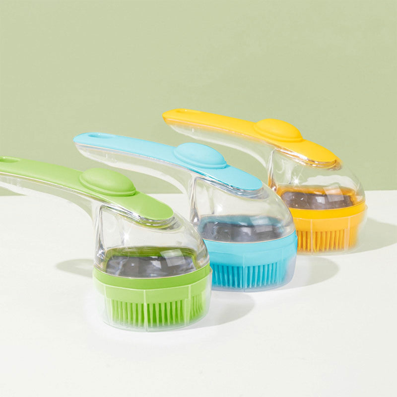 Pet Dogs Shampoo Dispenser Brush Cats Massage Comb Grooming Scrubber Shower Brush for Bathing Soft Silicone Bristles - PawsPlanet Australia