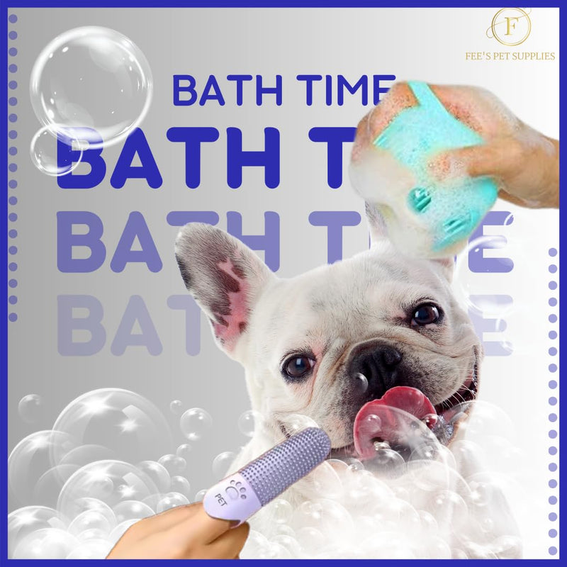 Grooming set for Dogs Easy-Clean Pet Hair Remover Brush, Microfibre Towel, Silicone dog Shampoo Brush, Finger Toothbrush+Bonus Vintage Paw Charm | Perfect Dog Gift Set (Grey) Grey - PawsPlanet Australia