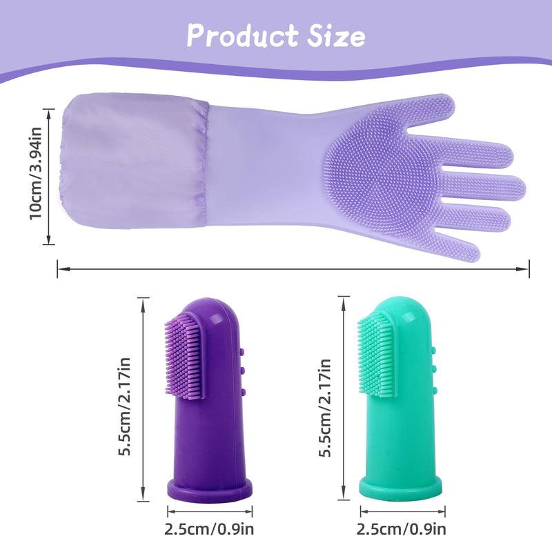 2-in-1 Dog Washing Gloves with Finger Toothbrush - Silicone Pet Bathing Gloves for Gentle Cleaning, Massaging & Shedding - Perfect for Dogs and Cats - Comfortable and Multifunctional Design - PawsPlanet Australia