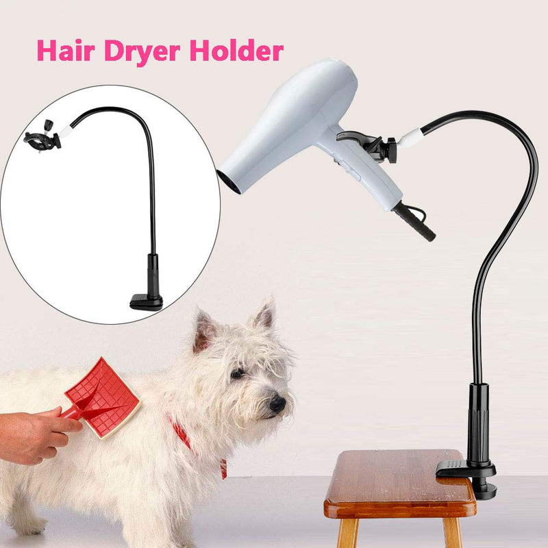 Pet Hair Dryer Rack Pet Hair Dryer Holder Grooming Adjustable Gooseneck Third Arm Hose Tube Holder Dog Grooming Stand Holder Aluminum Alloy with Clamp Mount