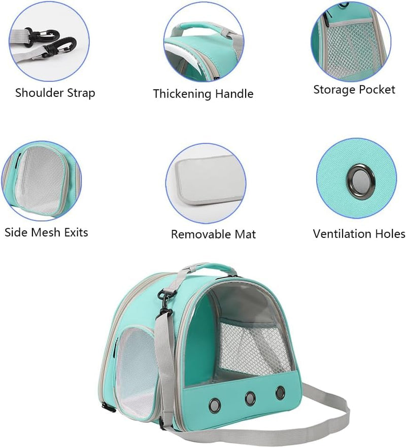 Bearded Dragon Carrier,Lizards Travel Bag, Small Animal Travel Carrier for Hedgehog Rat Parrot Bird, Portable Guinea Pig Travel Carrier for 2 Green