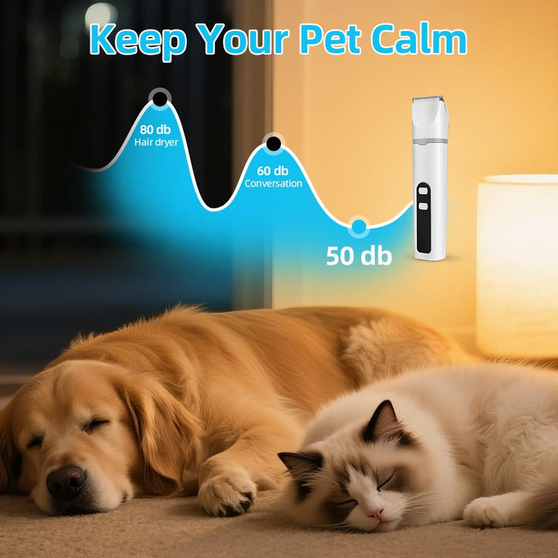 4-in-1 Pet Grooming Kit, Cat Grooming Clippers Kit, Paw Trimmer for Dogs with Pet Shaver Trimmer Nail Grinder, Pet Clipper Hair Trimmers, 4 Guide Combs,USB-C Charging&LED Display, 2 Speed Modes - PawsPlanet Australia